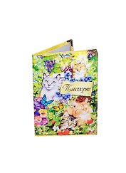 Обложка для паспорта "Кошки" 13,7*9,6см кожзам (506048)