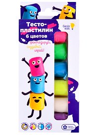 Набор для детской лепки ТМ GENIO KIDS-ART Тесто-пластилин 6 цветов (ТА1090) (180г)