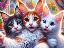 Картина-раскраска по номерам «Селфи котят мейн-кунов», 30 х 40 см, Рыжий Кот