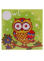 Набор для творчества TUKZAR Алмазная мозаика 20х20см Сова, на подрамнике, частичная выкладка