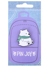 Значок «Белый медведь с шарфом», металл, Pin Joy