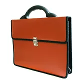 Портфель деловой "Волхов" 260*350, коричневый кожзам люкс, 2 отделения, мет.замок, Канцбург