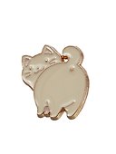 Значок «Котик с хвостиком», белый, металл, Pin Joy - 1