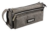 Пенал-косметичка 2 отделения "Private" серый, 21*10*7,5 см, текстильный