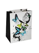 Пакет подарочный бумажный А4 26*32*12 "Бабочки", белый, мат. ламинат, Хансибэг
