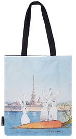 Сумка-шоппер СПб Заячий остров (черная) (текстиль) (40х32) (СК2024-274)