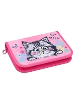 Пенал 1отд. "Котёнок в цветочках" 21*13,5см, молния, полиэстер