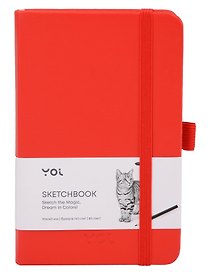 Скетчбук 9*14 80л "Yoi" красный, 140г/м2, слоновая кость, тв.обл., Yoi