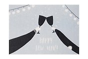 Открытка одинарная «Happy new year»