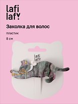 Заколка Котик с бантиком серая (пластик) (8см) (12-Izzy-10) (Lafilaf)