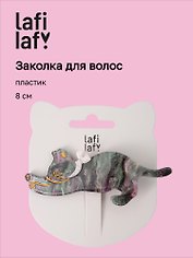 Заколка Котик с бантиком серая (пластик) (8см) (12-Izzy-10) (Lafilaf)
