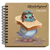 Скетчбук 200*200 120л "ОТВАЖНЫЙ ЛЕТЧИК" крафт бумага 80г/м2, карт.обл., тв.подложка, гребень