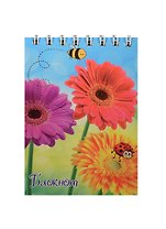 Блокнот А7 40л кл. "Яркие цветы" карт.обл., гребень, УФ-лак, ассорти, ПЗБФ