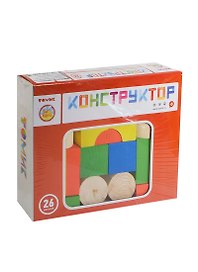 Конструктор Цветной (6678-26) (789446) (26дет.) (Томик) (дерево) (3+) (коробка)