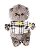 Мягкая игрушка Басик BABY в клетчатом слюнявчике (20 см) (BB-003)