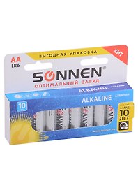 Элементы питания 10 штук, «Alkaline», АА, LR6, 15А