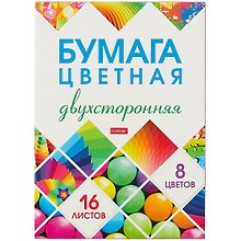 Цветная бумага «Мозаика» 8 цветов 16 листов А4, двухсторонняя, скрепка, Hatber