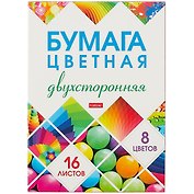 Цветная бумага «Мозаика» 8 цветов 16 листов А4, двухсторонняя, скрепка, Hatber