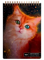 Скетчбук А4 80л "Огненный кот" белый офсет, 120г/м2, тв.обложка, спираль