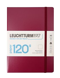 Книга для записей A5, 100 листов, нелинованная "Edition 120G", твердая обложка, цвет красный портвейн, Leuchtturm1917