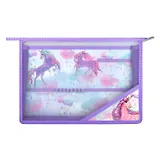 Папка для труда А4 "РАДУЖНЫЙ ЕДИНОРОГ" 33*23см пластик, молния, внутр.блок для канц.принадлежностей