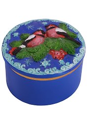 Шкатулка декоративная Снегири (7,5x7,5x5 см)