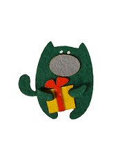 Магнит Котейка с подарком (11-066) (5,5х5,5) (фетр)