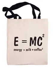 Сумка-шоппер E=MC (Energy=milk*coffee)  бежевая, текстиль 40см.*32см.