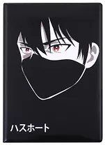 Обложка для паспорта Аниме Парень в маске (Сэйнен) ч/б (ПВХ бокс)