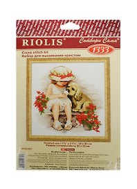 Набор для вышивания крестом Риолис Девочка со щенком (1333) (651614) (30х30см) (упаковка)