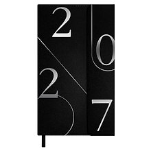 Еженедельник дат. 2027г. 64л 95*155 "Кассандра" черный, кожзам, тв.переплет, тисн. фольгой, офсет, справ.мат-лы, магнит.клапан, ляссе, инд.уп