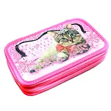 Пенал школьный 2отд. "Малыши на розовом" лам.картон, объемн.тиснение, блестки, КанцБург