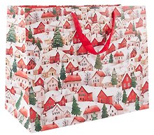 Пакет А3+ 50*40*25 "Домики в снегу" Новый год, бум.ламинат