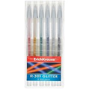 Ручки гелевые Erich Krause, R-301 Glitter, 6 цветов