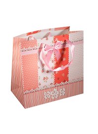 Пакет подарочный бумажный А5 26,5*24,5*10,5 с декор. бантом, красный, мат. ламинат, Хансибэг