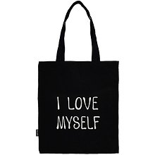 Сумка-шоппер I love myself черная, текстиль 40см.*32см.