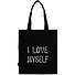 Сумка-шоппер I love myself черная, текстиль 40см.*32см. - 0