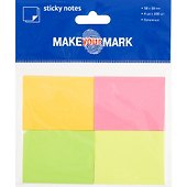 Набор блоков для записей «Make your mark», неоновые,  4 по 100 листов, 5 х 3.8 см - 0