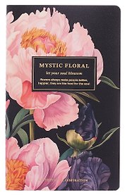 Тетрадь 130*210, 40 листов в линейку "Blossom. Peonies on black", сшивка