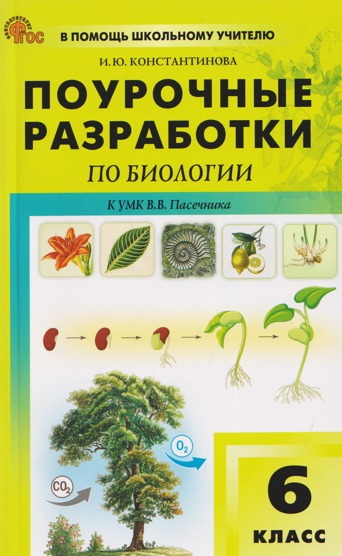 Обложка книги «Поурочные разработки по биологии. 6 класс. К УМК В.В. Пасечника. Пособие для учителя»
