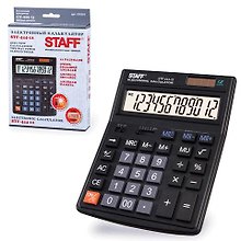 Калькулятор 12-разрядный настольный, двойное питание, STF-444-12, Staff