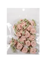 Пришивные розочки с листиками чайная роза (12) (1,5см) (20шт) (пакет)