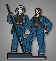 Значок «Памятник металлургам. Норильск», металл