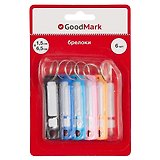 Брелоки-бирки для ключей GoodMark, 1.5 х 6.5 см, 6 штук