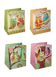 Пакет подарочный бумажный А5 23*18*10 "Cовы. Owls расписные", дет., мат. ламинат, Kairui