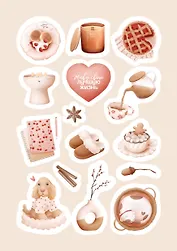 Нежность деталей. Набор стикеров А5 от Ольги Примаченко (5 листов стикеров)