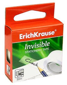 Лента клейкая канцелярская матовая, 18 мм х 20 м «Invisible», Erich Krause
