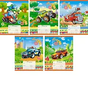 Тетрадь в линейку Unnika, "Веселые машинки", 12 листов, в ассортименте