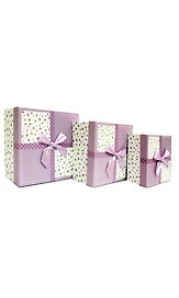 Коробка подарочная 18*18*8,4см, картон, декор.бант, сиреневая, Хансибэг