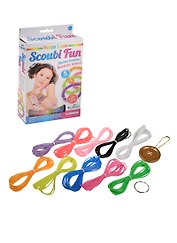 Happy Loom Scoubi Fun Набор для плетения браслетов (02210) (5 браслетов) (10 трубочек-нитей х 210см+колечко-застежка+станок-пуговка) (6+) (коробка)